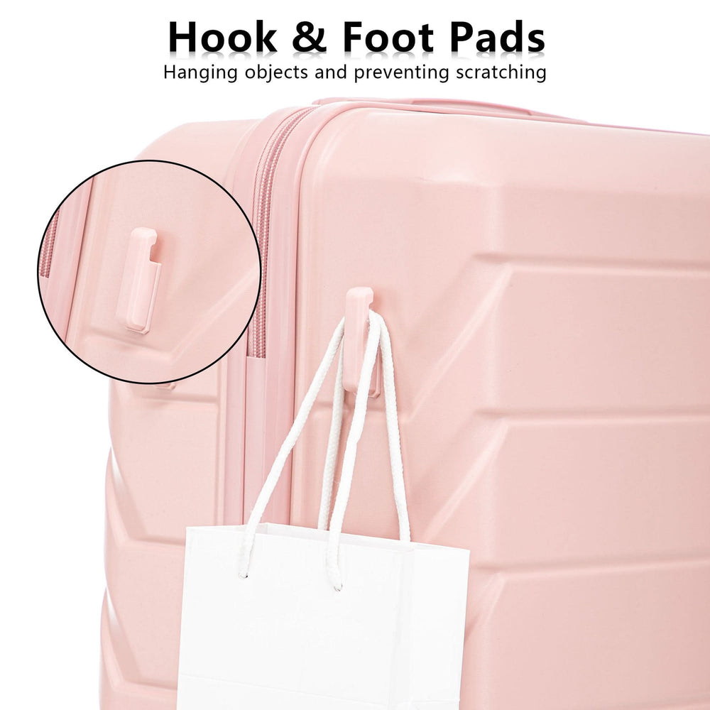 ABS Spinner Luggage 3 Piece Set Pink Matching Color & Combination Lock For Travel Use Media 10