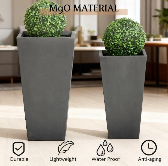 Durable & Stackable Plant Pot,2-Pack Outdoor Planter Set,Flower Pots with Drainage Holes,for Porch,Entryway,Patio,Yard,Garden Media 5