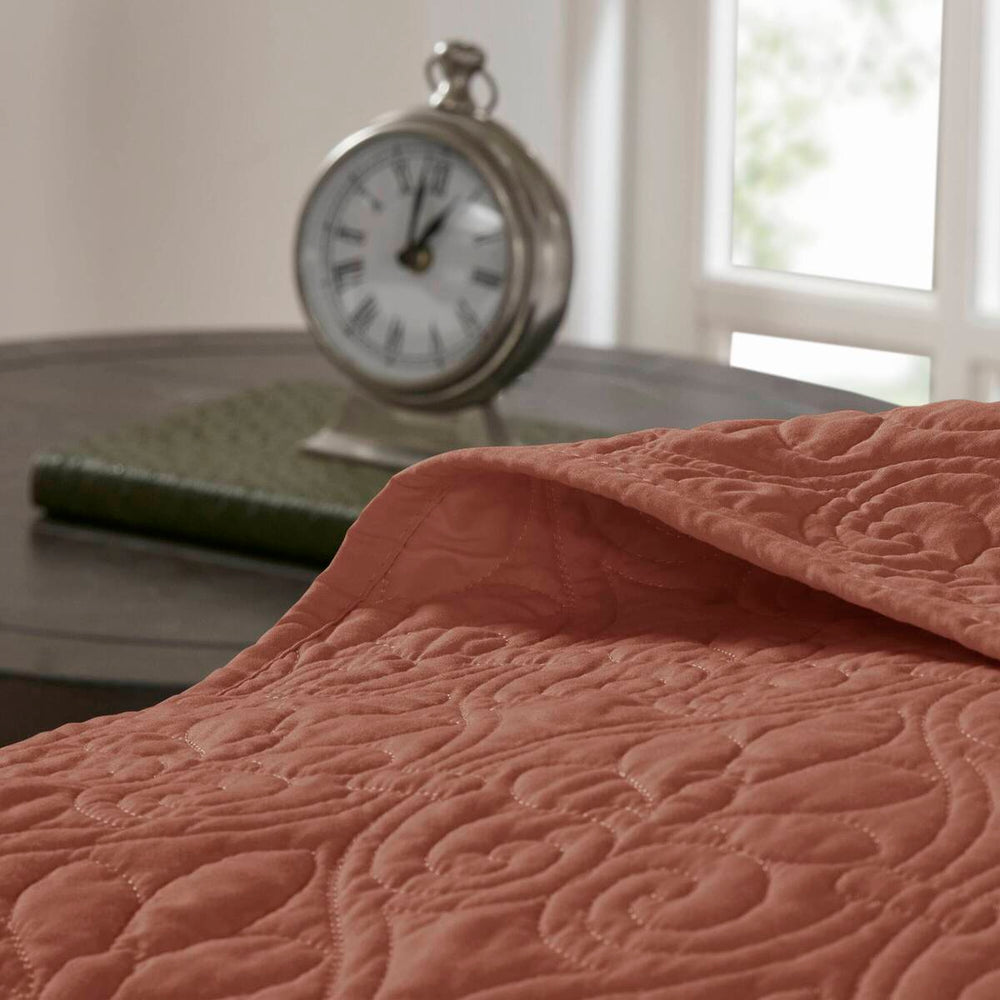 3 Piece Reversible Bedspread Set Clay Red Queen Media 9