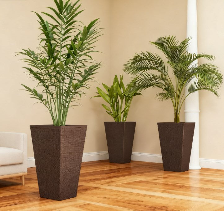 Outdoor Flower Plant Pots,Set of 3 Tall Planters with Drainage Hole,for Outdoor and Indoor Planters Media 1