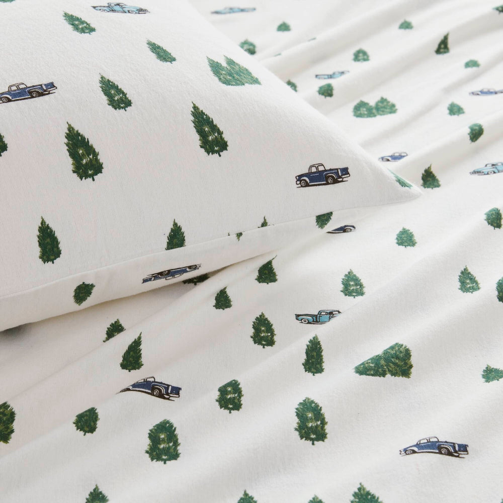 4 PCS Queen Sheet Set Green Trees & Trucks Media 15