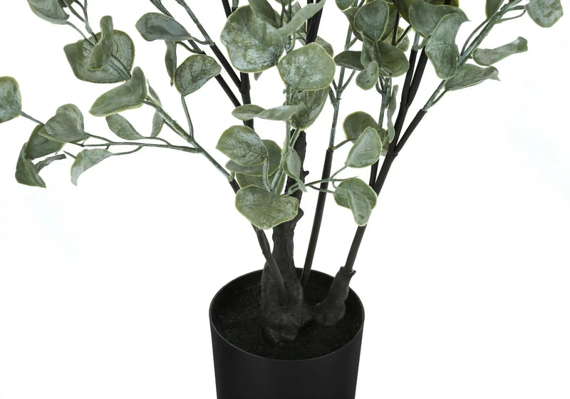 Artificial Plant, 35' Tall, Eucalyptus Tree, Indoor, Faux, Fake, Floor, Greenery, Potted, Decorative, Green Leaves, Black Pot
