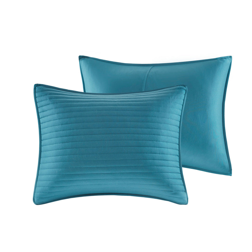 8 Piece Printed Seersucker Comforter and Quilt Set Collection Aqua Full/Queen Media 17
