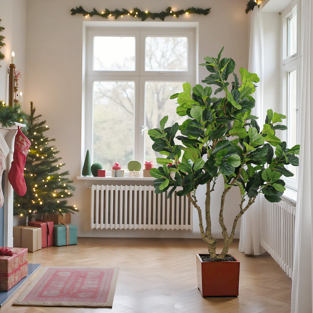 7FT Tall Artificial Banyan Tree Silk Plant – Large Faux Greenery with Natural Look Leaves for Indoor Outdoor Home Office Decoration, Potted Fake Tree, 1pc/set Media 12