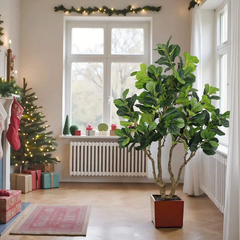 7FT Tall Artificial Banyan Tree Silk Plant – Large Faux Greenery with Natural Look Leaves for Indoor Outdoor Home Office Decoration, Potted Fake Tree, 1pc/set