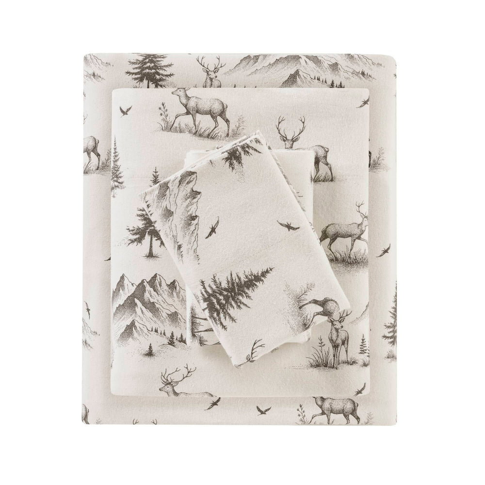 4 PCS King Sheet Set Gray Deer Toile Media 20