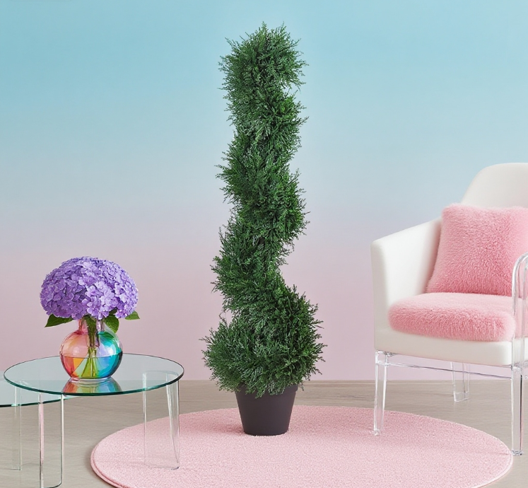 Artifical Cedar Tree Topiary Artificial Faux Cedar Tree Spiral Fake Plant Media 1