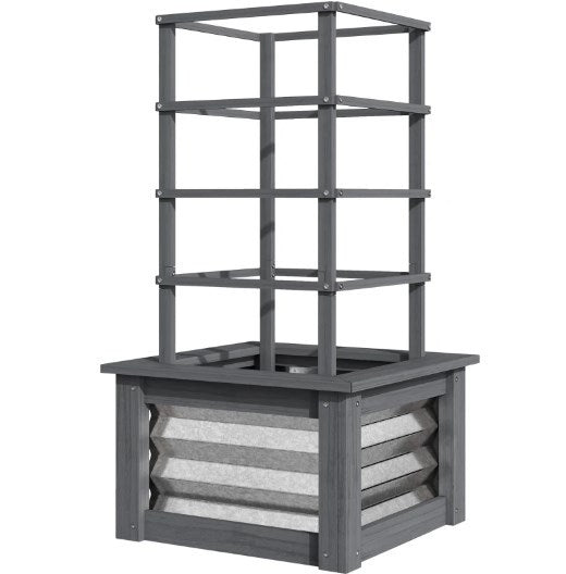 Versatile Raised Garden Bed,Galvanized Planter Box Elevated Garden Bed,Wooden Garden Bed with Trellis Media 2