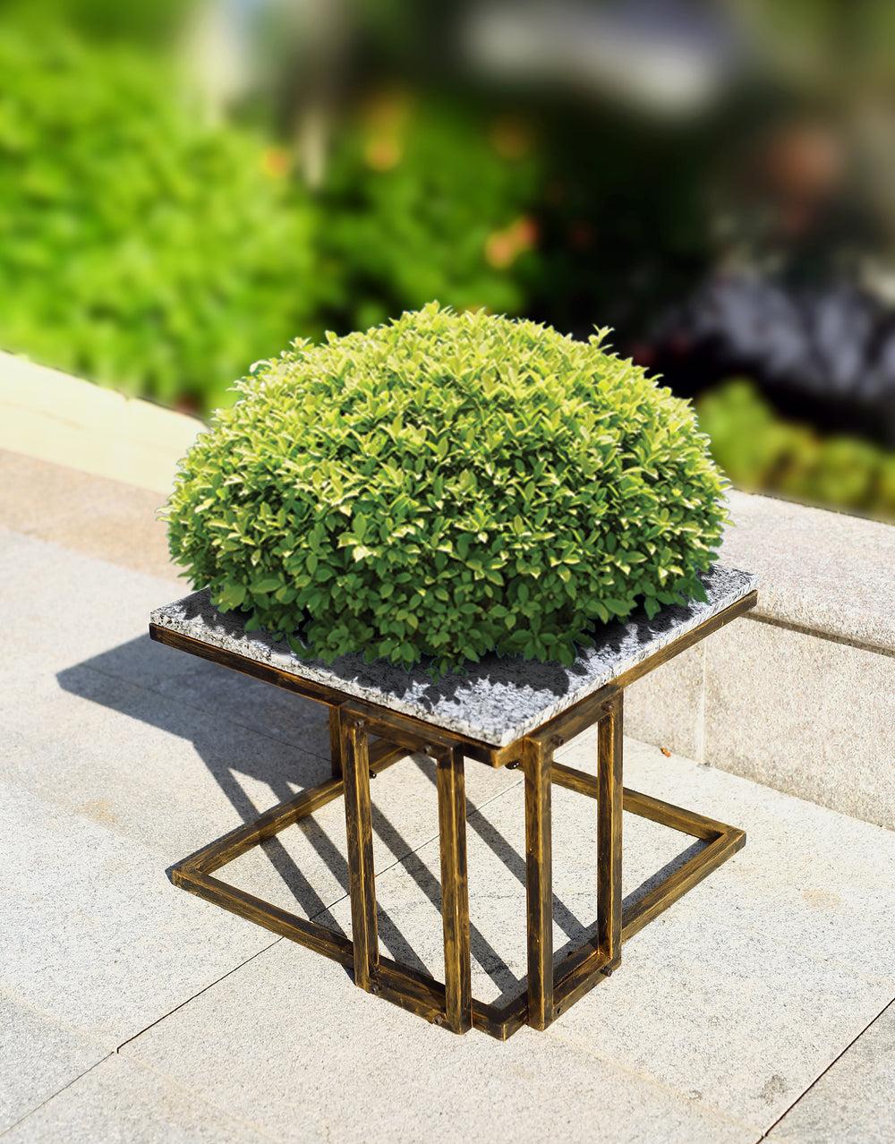 14.5' Granite Marble Black / Gold Plant Stand Media 5