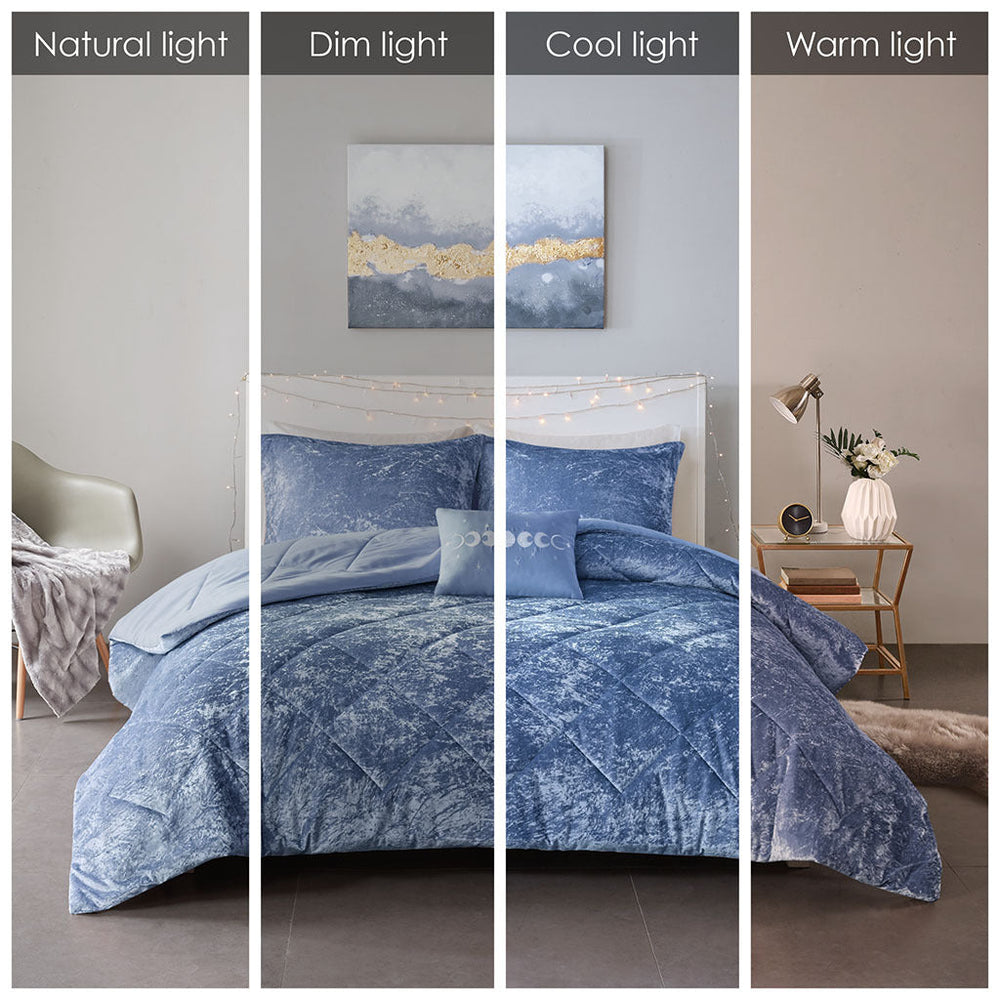 Full/Queen Velvet Comforter Set with Throw Pillow Media 14