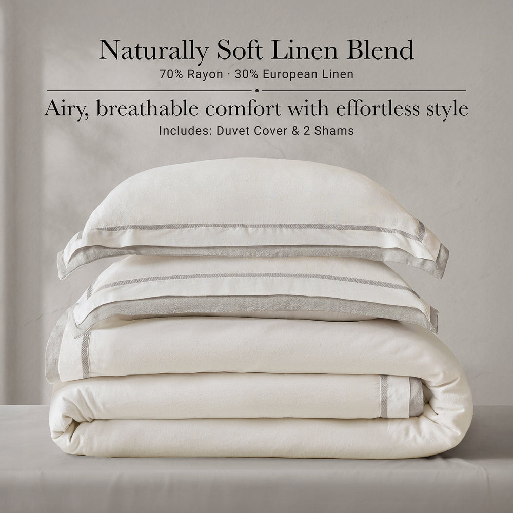 3 Pieces Full/Queen Duvet Cover Set,White+Gray Media 2