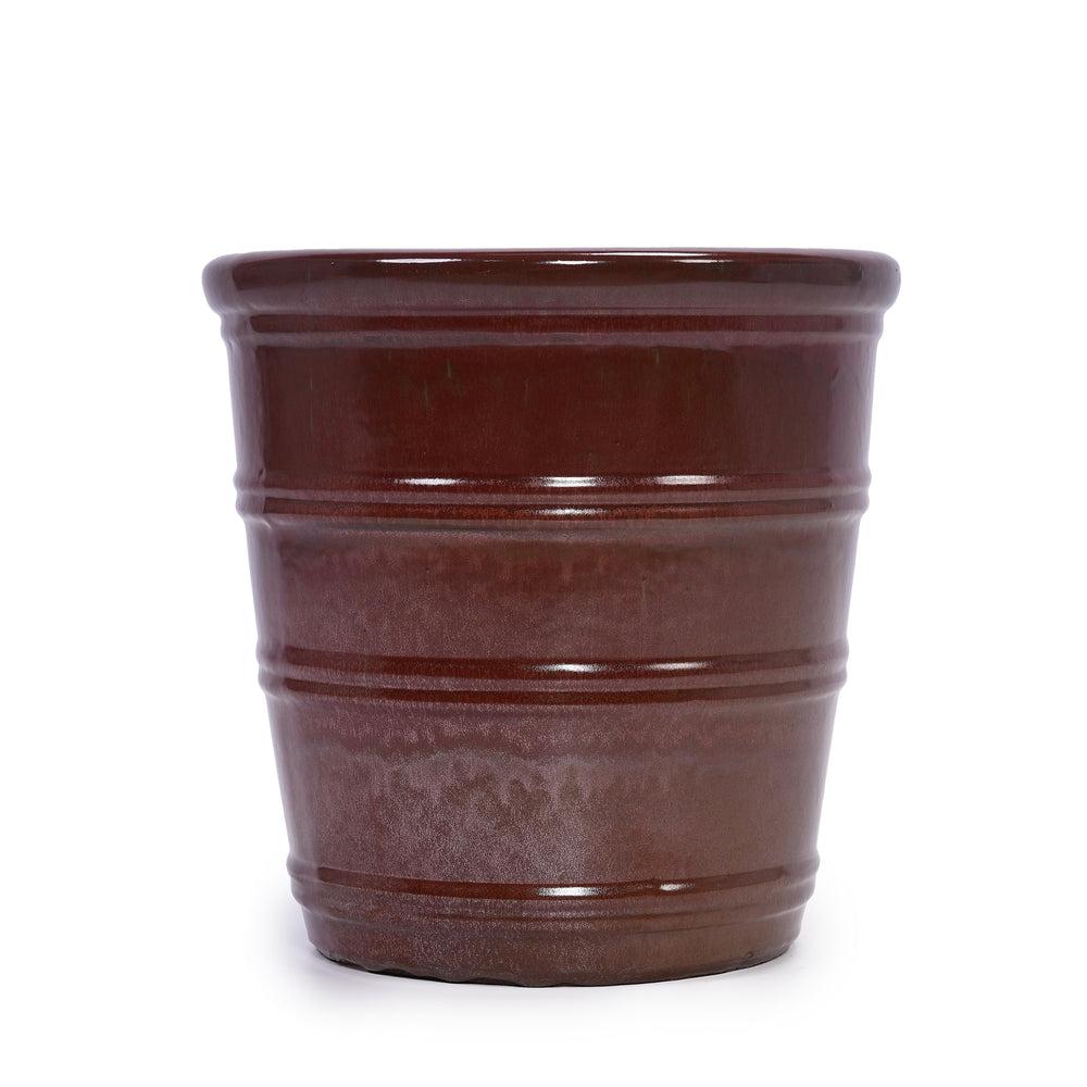 3 Pieces Ceramic Flowerpot, Modern Planter for Patio, Garden or Windowsills - Bean Paste Red Media 5
