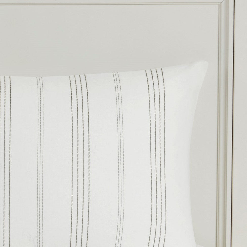 5 Piece Cotton Jaquard Duvet Set White/Grey Full/Queen Media 12