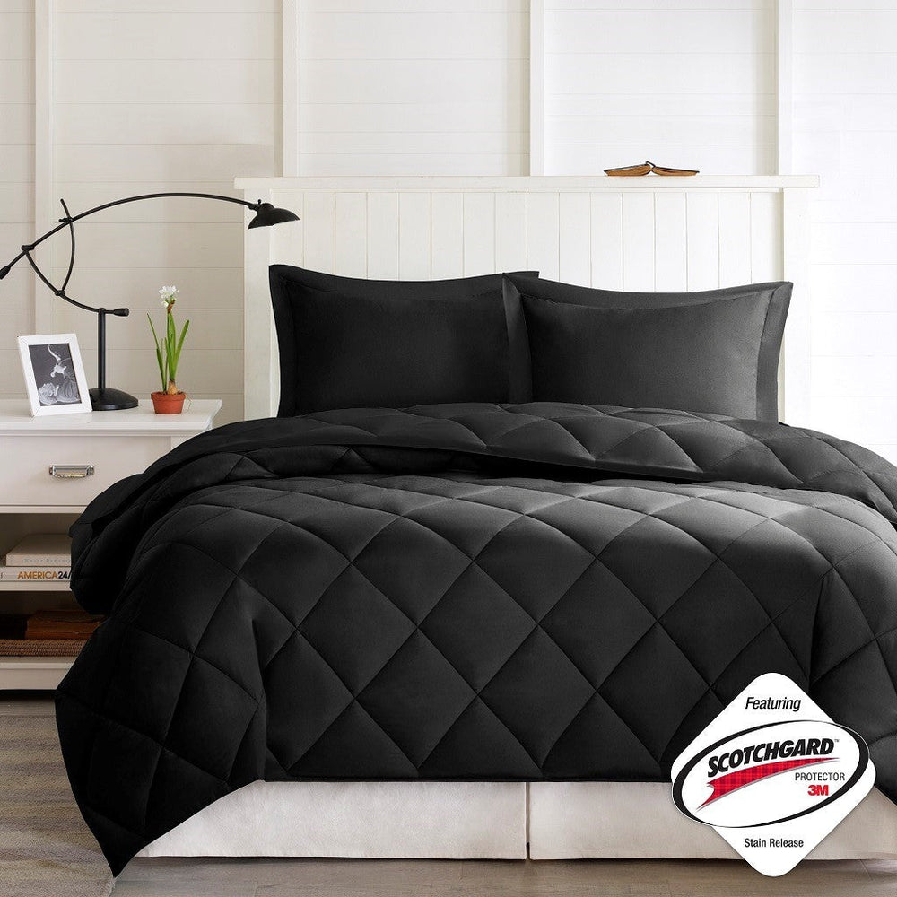 Twin/Twin XL 3M Scotchgard Diamond Quilting Reversible Down Alternative Comforter Set Media 6