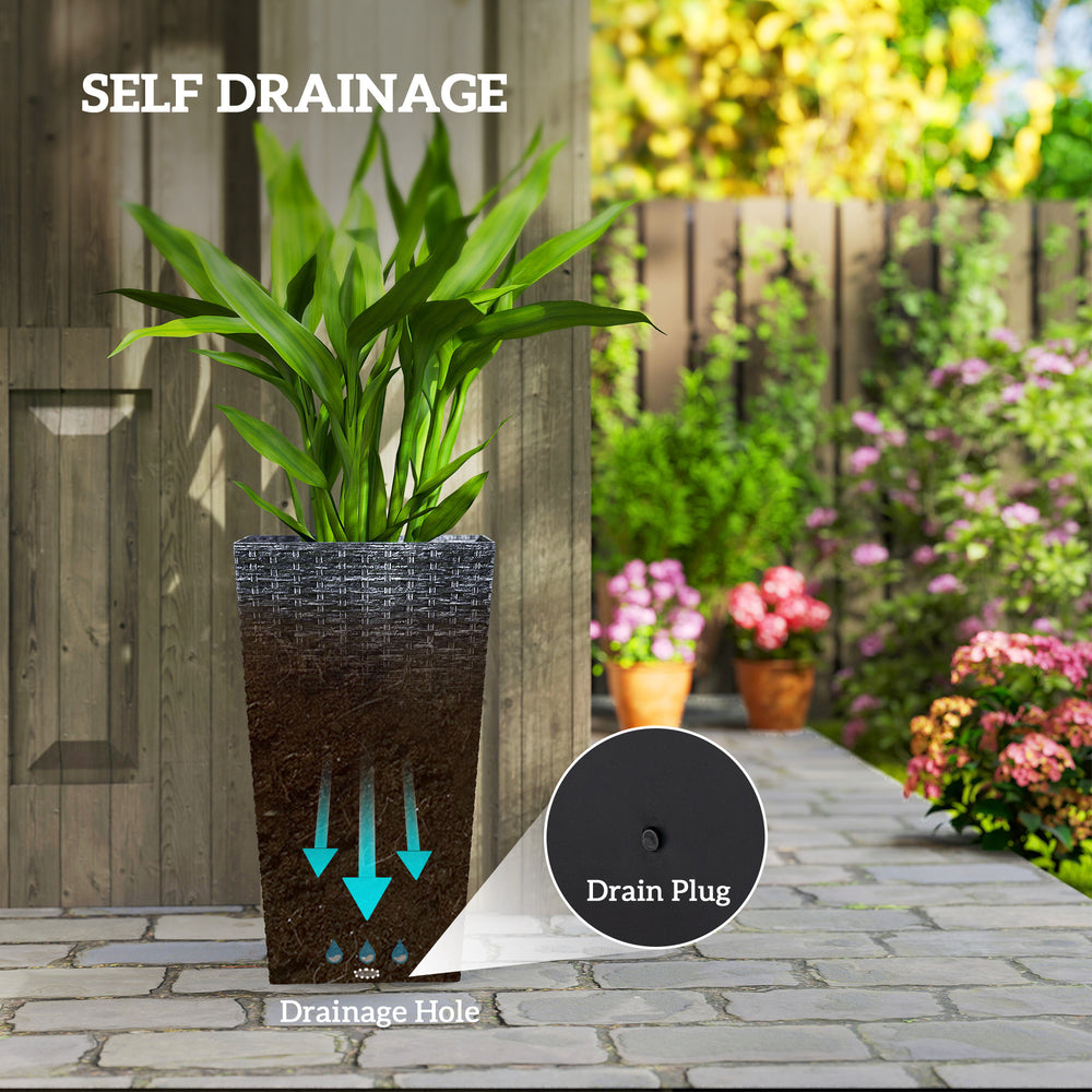Taper Planters,Tall Planters for Outdoor Plants Set of 3,with Drainage Holes, Rattan Decor Plant Pots for Indoor Outdoor Media 4