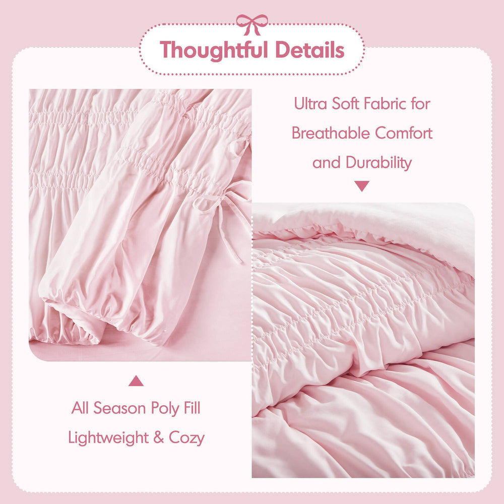 4 Pieces Twin/Twin XL Comforter Set,Pink Media 4