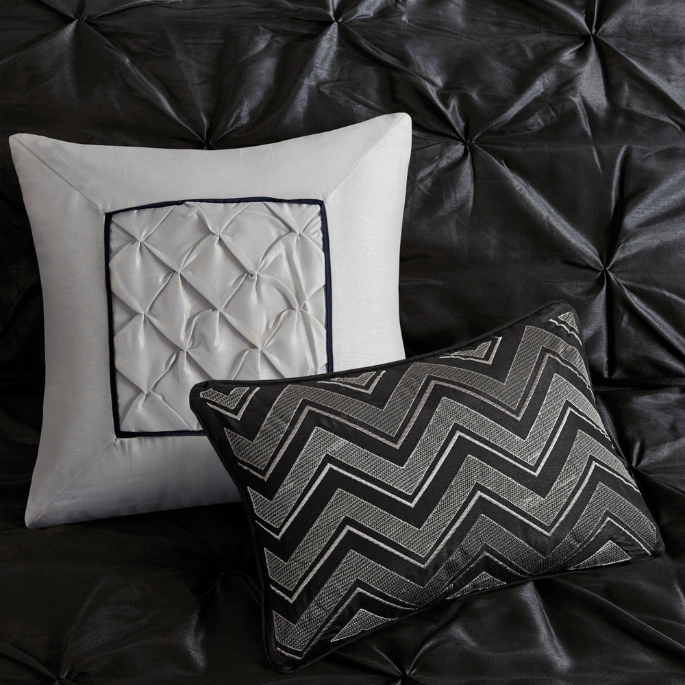 7 Piece Tufted Comforter Set Black Queen Media 9