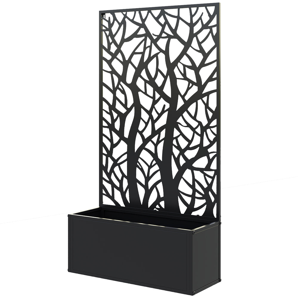 Outsunny Metal Raised Garden Bed with Trellis, Freestanding or Wall Mounted Raised Flower Bed with Privacy Panel for Garden, Patio, Balcony Media 11