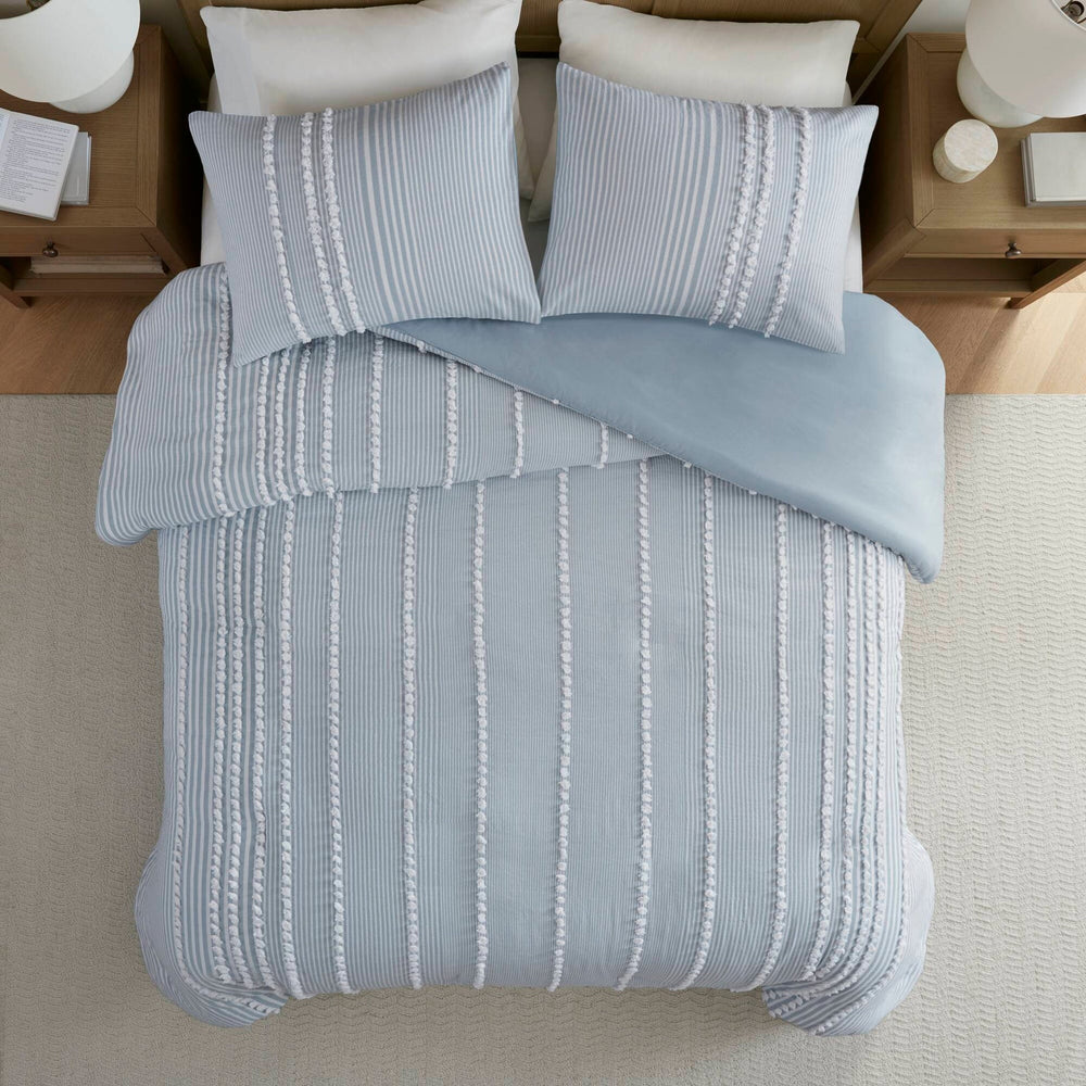 3- Piece King Cotton Yarn Dyed Duvet Cover Set Media 8