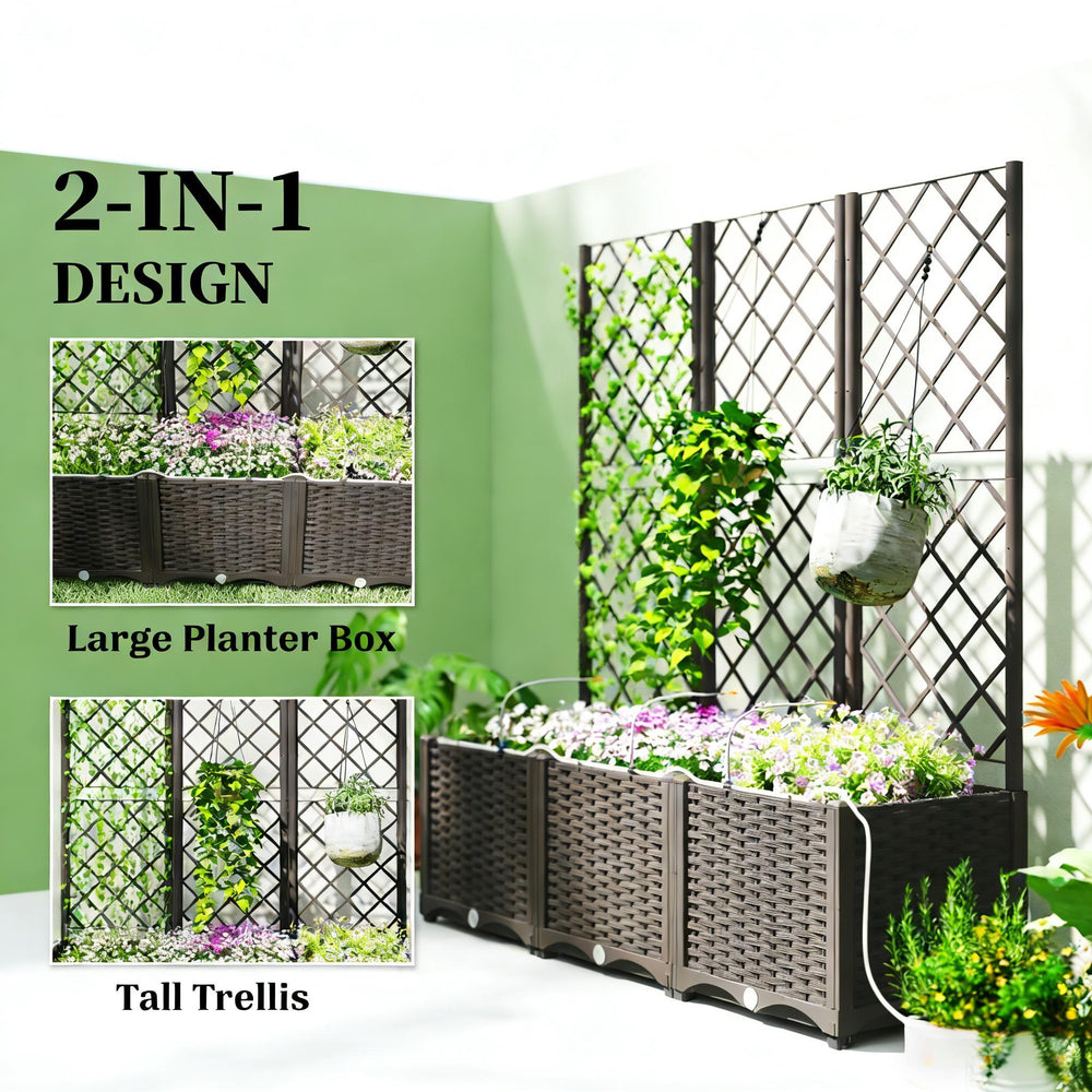 Outdoor Planter Box,Practical Self-Watering Raised Garden Bed Media 8