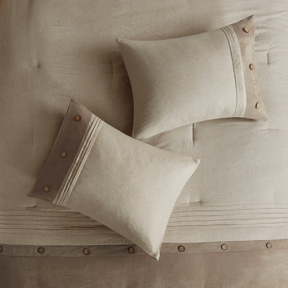 7 Piece Faux Suede Comforter Set Tan Queen Media 14