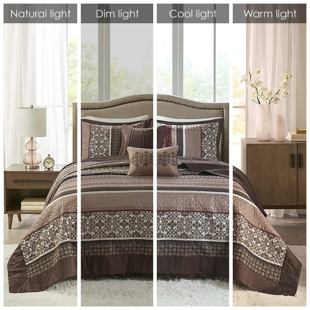 5 Piece Reversible Jacquard Bedspread Set Red King Media 9