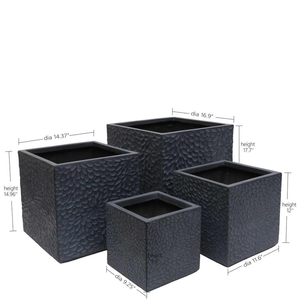 Large Outdoor Indoor Planter, 16.9'+14.37'+11.6' +9.25''Dia Square Magnesium Oxide Planter Set of 4, Flower Pots with Drainage Holes,  Modern Design, Grey Color Planter for Home Garden Patio Media 6