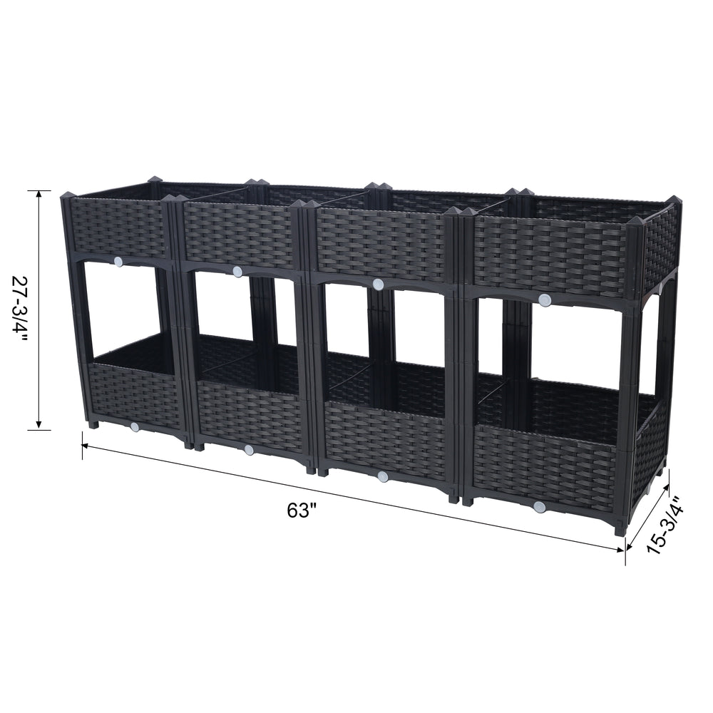Planter Raised Beds - Elevated Planter Garden Box with Drainage Plug Raised Garden Beds for Vegetable/Flower/Herb Outdoor Standing Planter Beds Gardening Kit,Black,63'x15.7'x27.7' Media 10