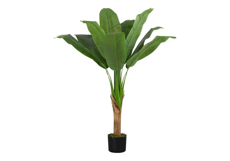 Artificial Plant, 43' Tall, Banana Tree, Indoor, Faux, Fake, Floor, Greenery, Potted, Real Touch, Decorative, Green Leaves, Black Pot