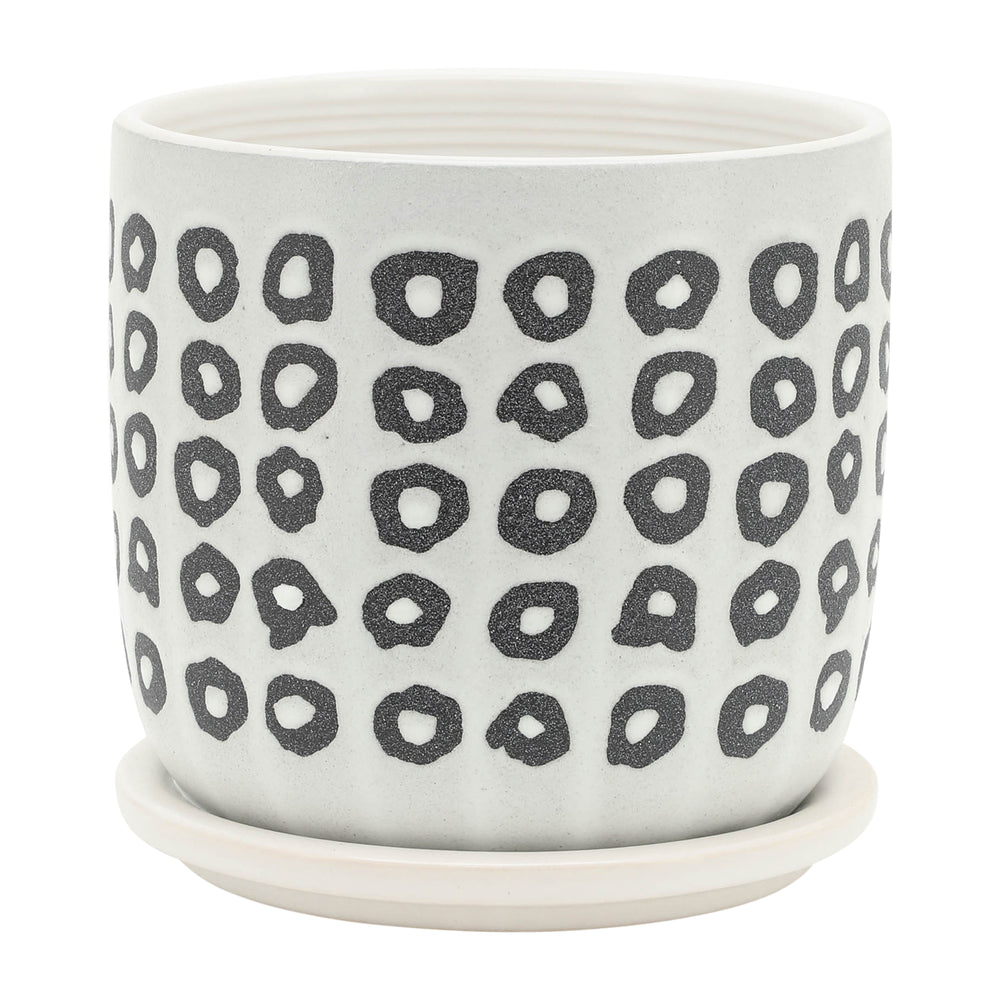 S/2 5/6' AZTEC PLANTER W/ SAUCER, BLACK Media 5