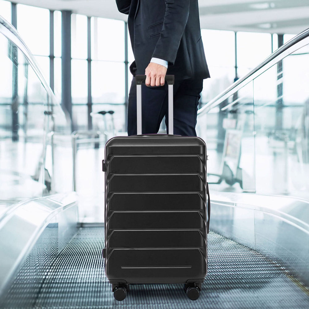 ABS Luggage Set 20 24 28 Inch Spinner Wheels Black Durable 3-Piece & Combination Lock Media 11