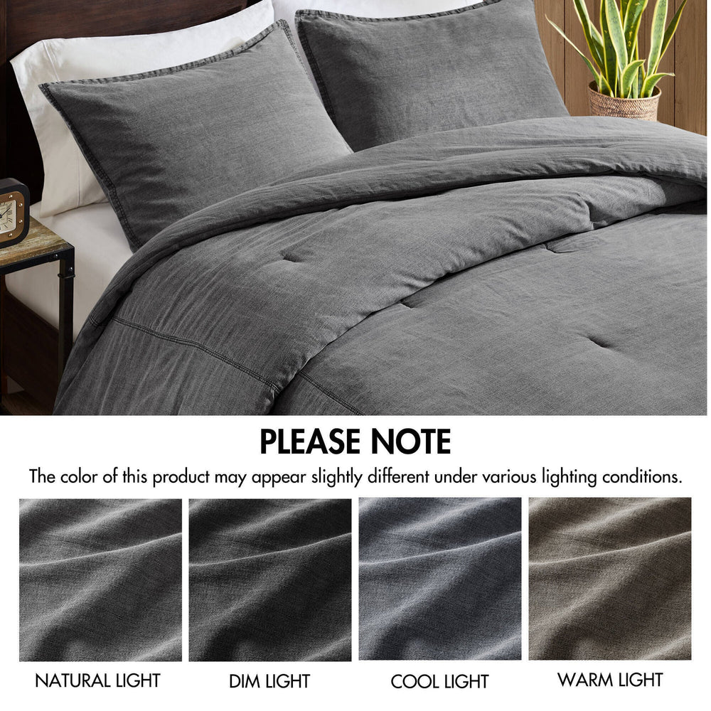 3PCS King/Cal King Twill Washed Comforter Set Media 4