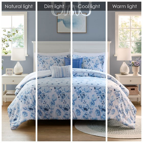 Full/Queen Floral Striped Comforter Set Media 10