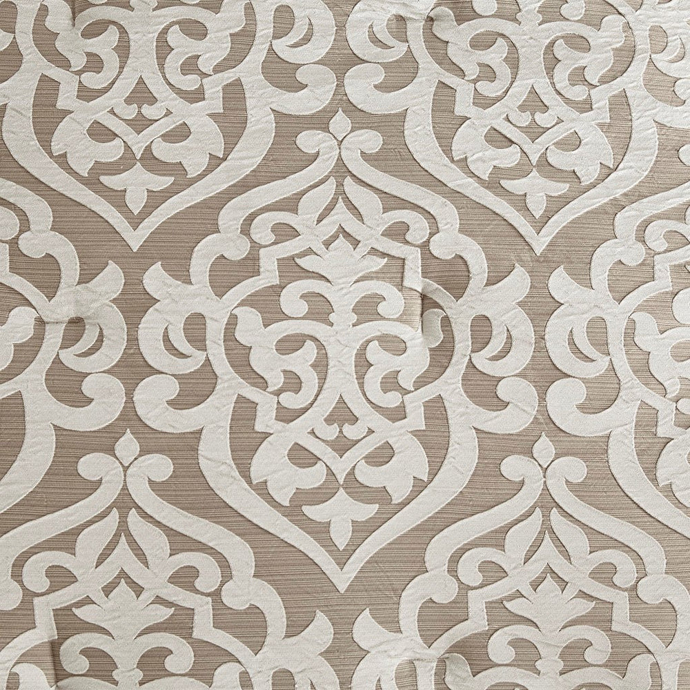 8 Piece Jacquard Comforter Set Tan/Ivory Queen Media 11