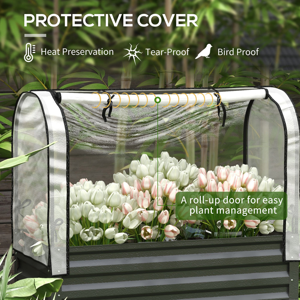 Metal Elevated Planter Box,Raised Garden Bed with Legs and Cover,with Bottom Shelf and Liner for Vegetables Media 5