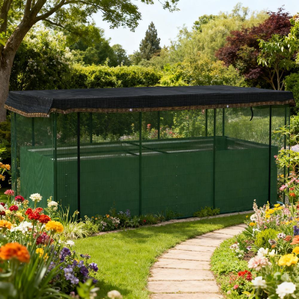 Crop Cage and Shade Cloth with Raised Garden Bed,Galvanized Steel Planter Box Media 1