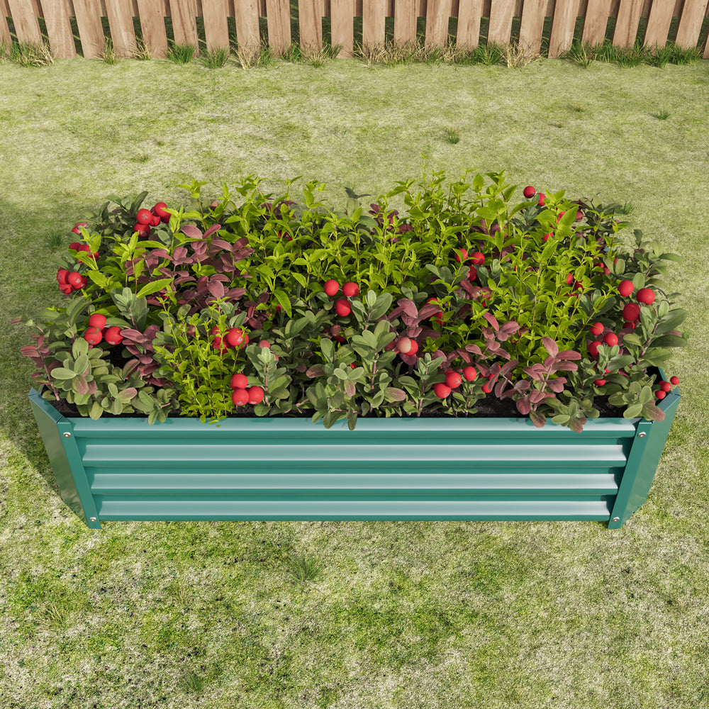 2PCS Green 4×2×1ft Metal Raised Garden Bed, Rectangle Raised Planter for Flowers Plants, Vegetables Herb Media 3