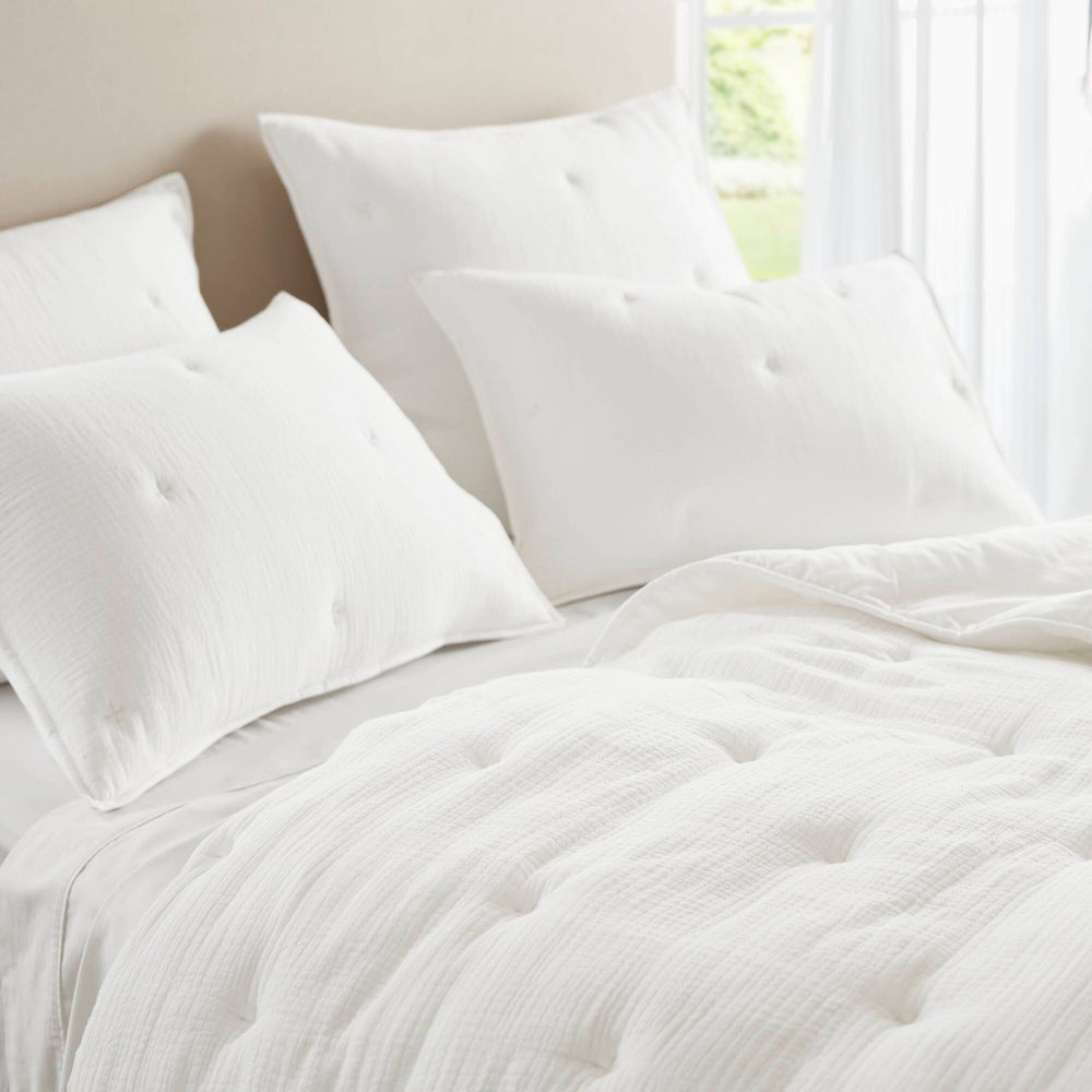 3-Piece Full/Queen Cotton  Embroidered Quilt Set,White Media 14