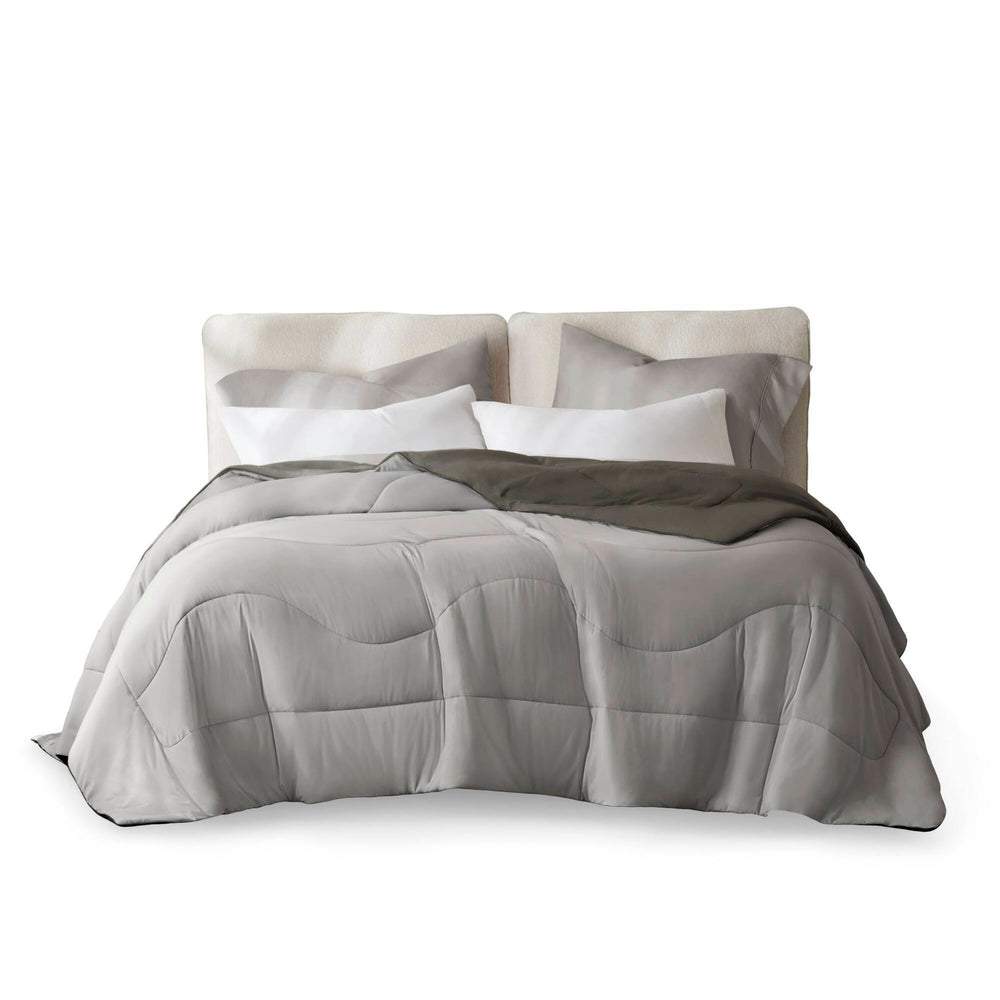 1-Piece Full/Queen Reversible Tencel Comforter Blanket,Gray Media 7