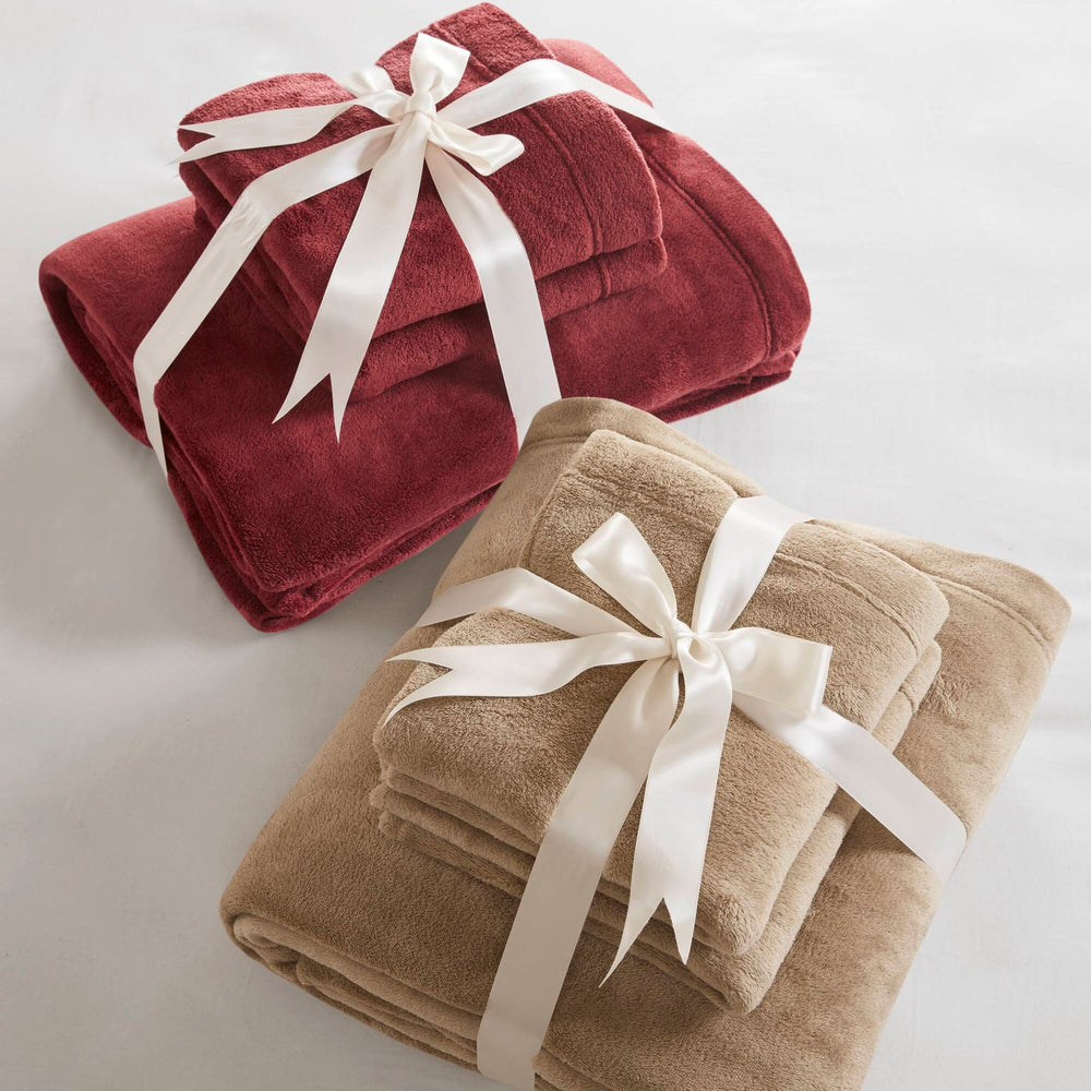 3 PCS Twin Micro Plush Sheet Set Burgundy Media 8