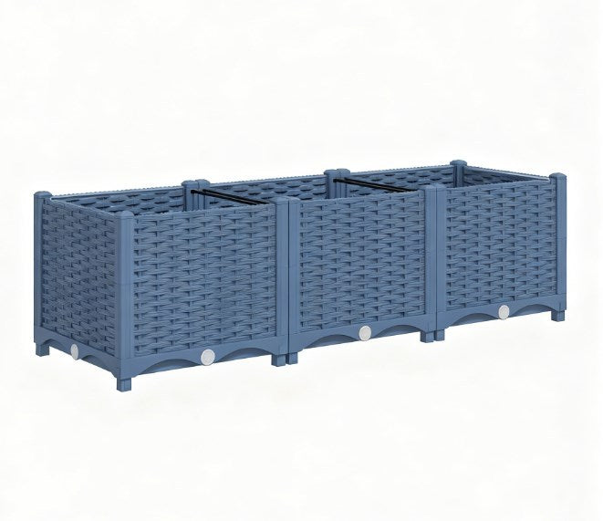 Outdoor Flower Box with Drainage Holes,Plastic Raised Garden Bed Media 2