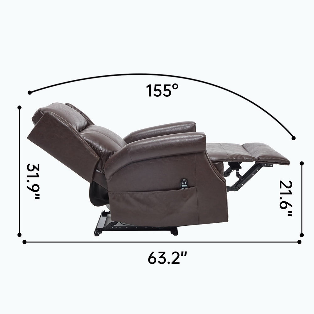 Manual Recliner Chair Faux Leather Massage With 8 Vibrating Nodes & 3 Modes For Living Room Media 15
