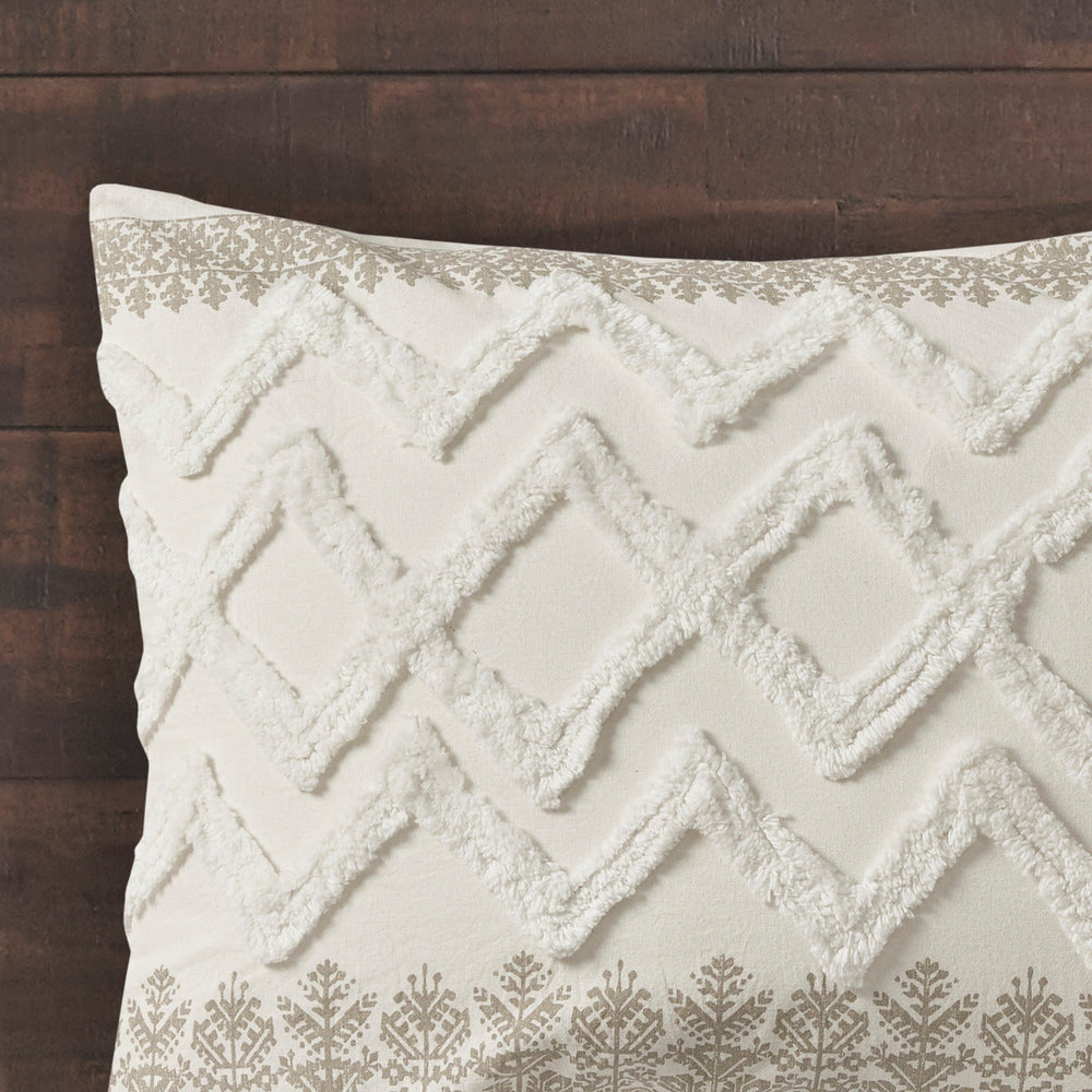 Full/Queen 3 Piece Cotton Duvet Cover Set with Chenille Tufting Media 4