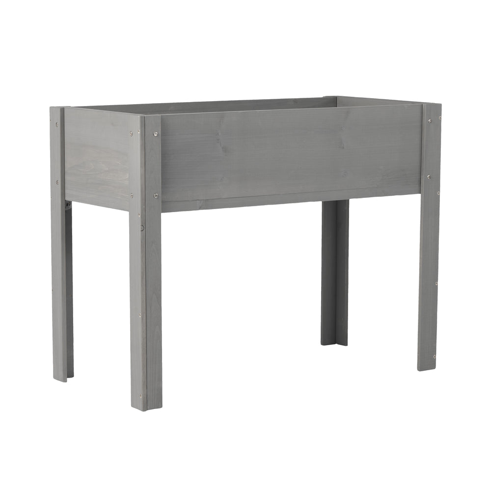 Elevated Wooden Garden Bed 40x20x31 inch with Legs for Outdoor Plants Flowers Fruits Vegetables Herbs in Grey Solid Wood Media 9
