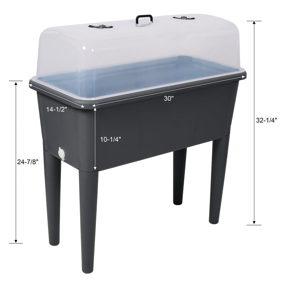 Raised Garden Bed with Ventilated Transparent Greenhouse Lid, Elevated Planter Box with Removable Legs for Vegetables & Flowers, Deep Gray Media 11