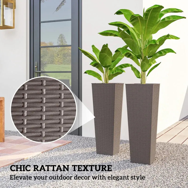 Flower Boxs,Set of 2 Flower Pots,Tall Planters Media 5