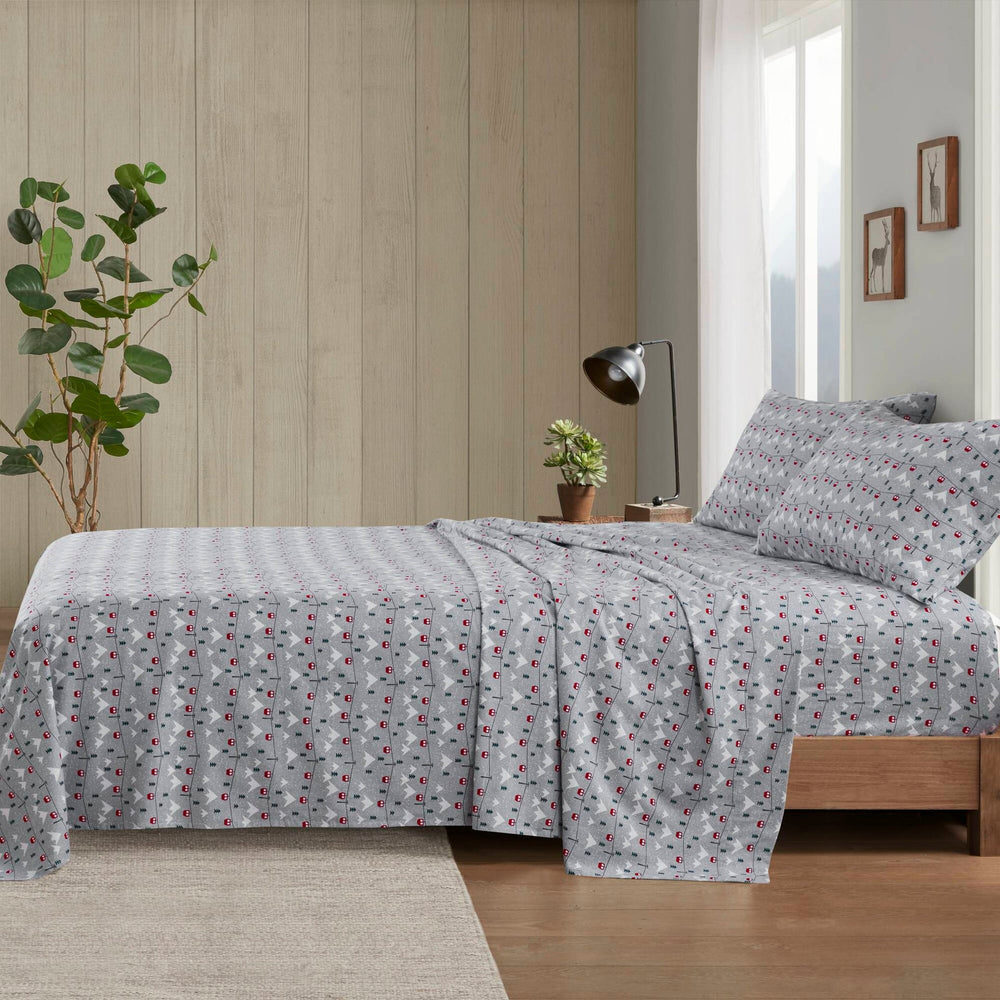 4 PCS Cal King Sheet Set Grey Ski Jump Media 16