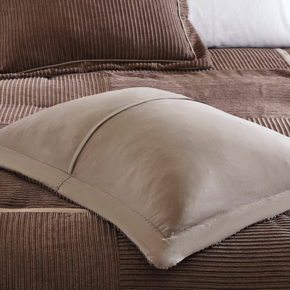 7 Piece Micro Corduroy Comforter Set Brown Queen Media 14