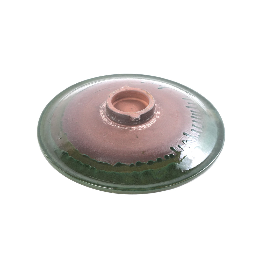 Handmade glazed ceramic bird bath, 17' concentric ripple embossed tray & 18' pedestal base, white to sage green ombre gradient glaze outdoor bird feeder for yard, lawn, patio & backyard Media 14
