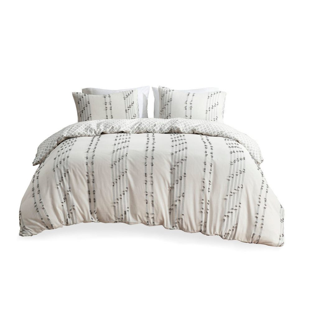 King/Cal King 3 Piece Cotton Jacquard Duvet Cover Set Media 3